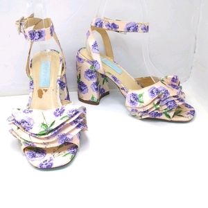 Betsey Johnson Floral Sandals - Purple and Cream
